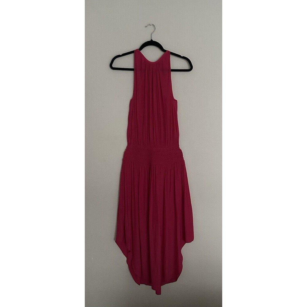 Ramy Brook New York Audrey Smocked MidiDress Women’s XS Satin Pink Orig $425 EUC - Picture 5 of 16